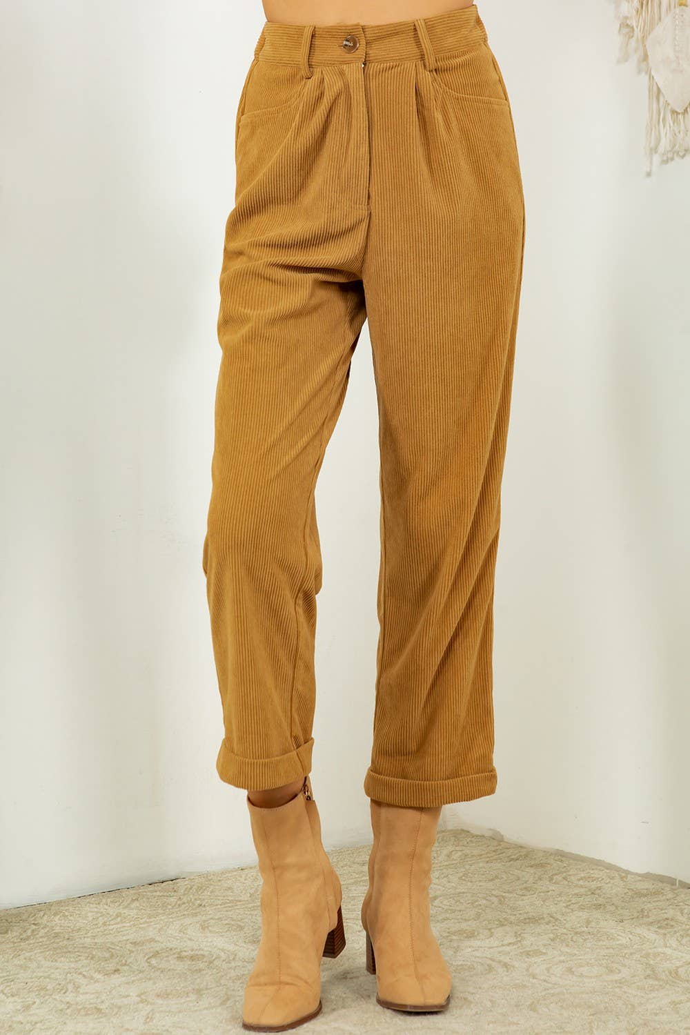 Corduroy Straight Cut Rolled Pants