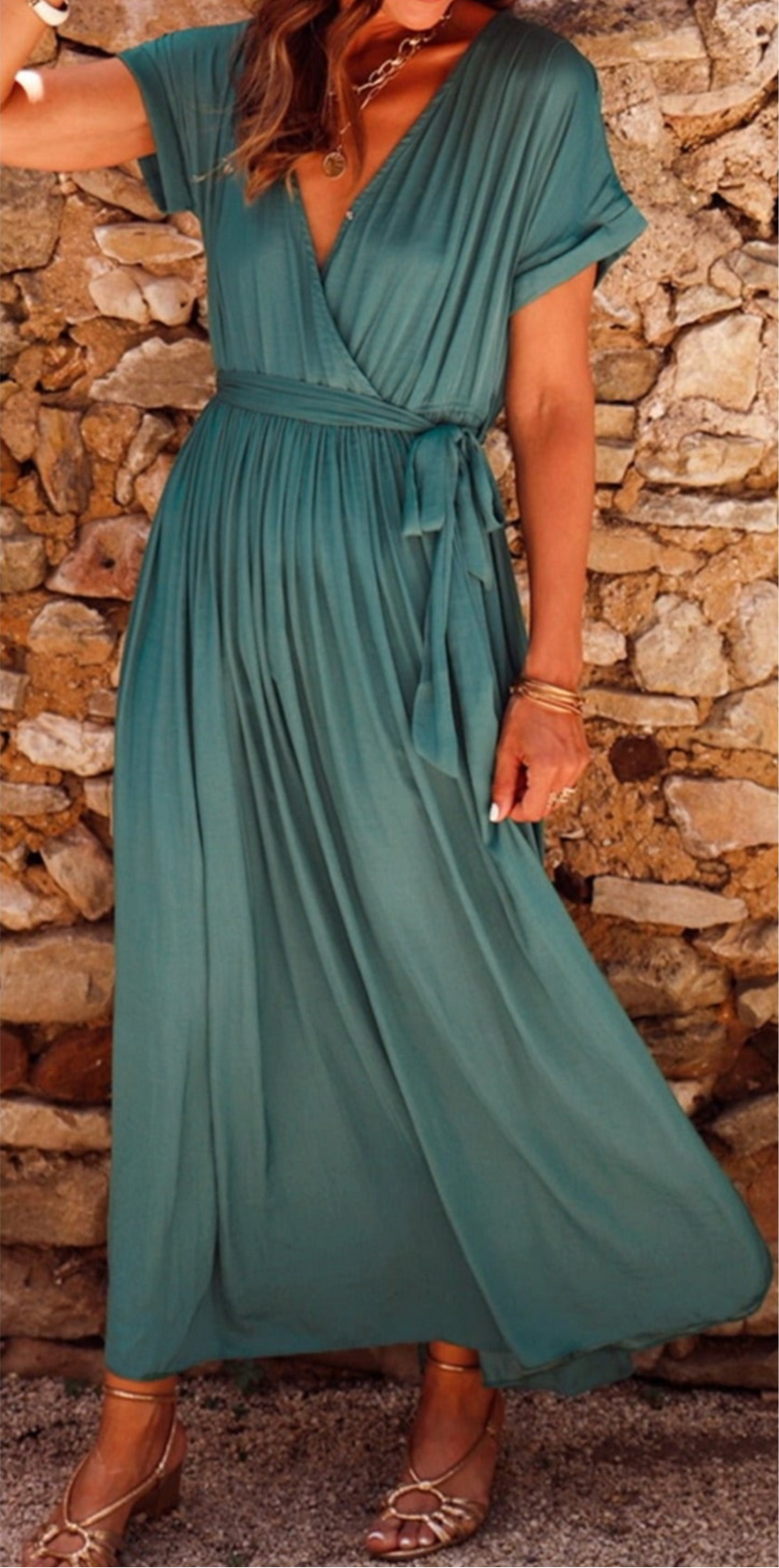 Maxi Wrap Dress - Teal