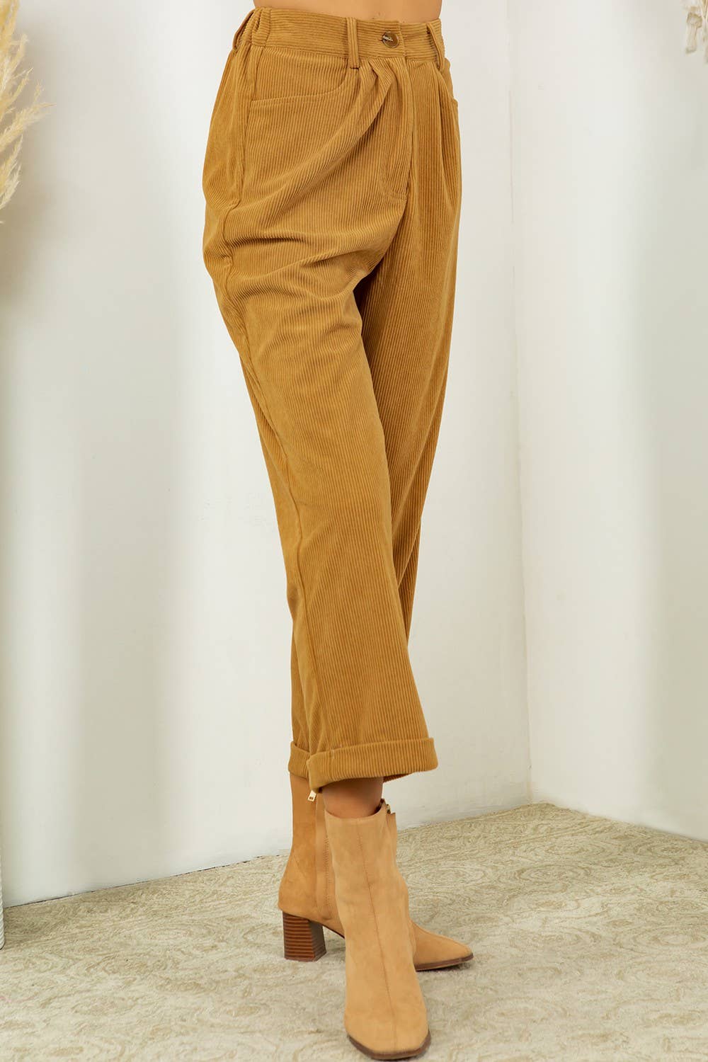 Corduroy Straight Cut Rolled Pants