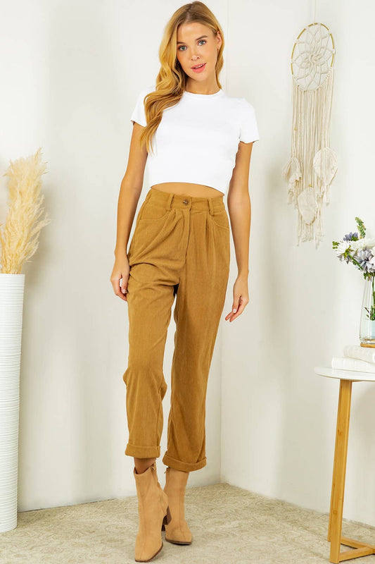 Corduroy Straight Cut Rolled Pants