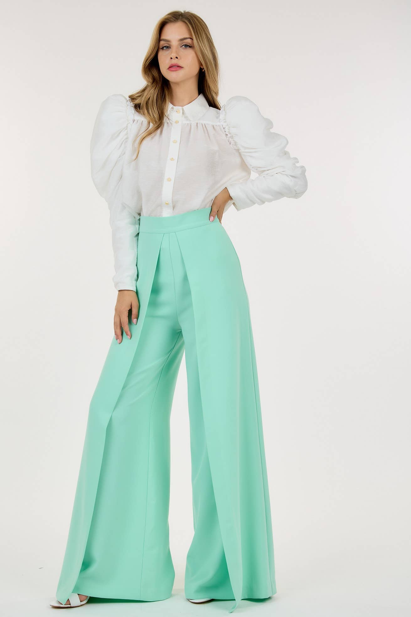 Wide Pleated Palazzo Pants