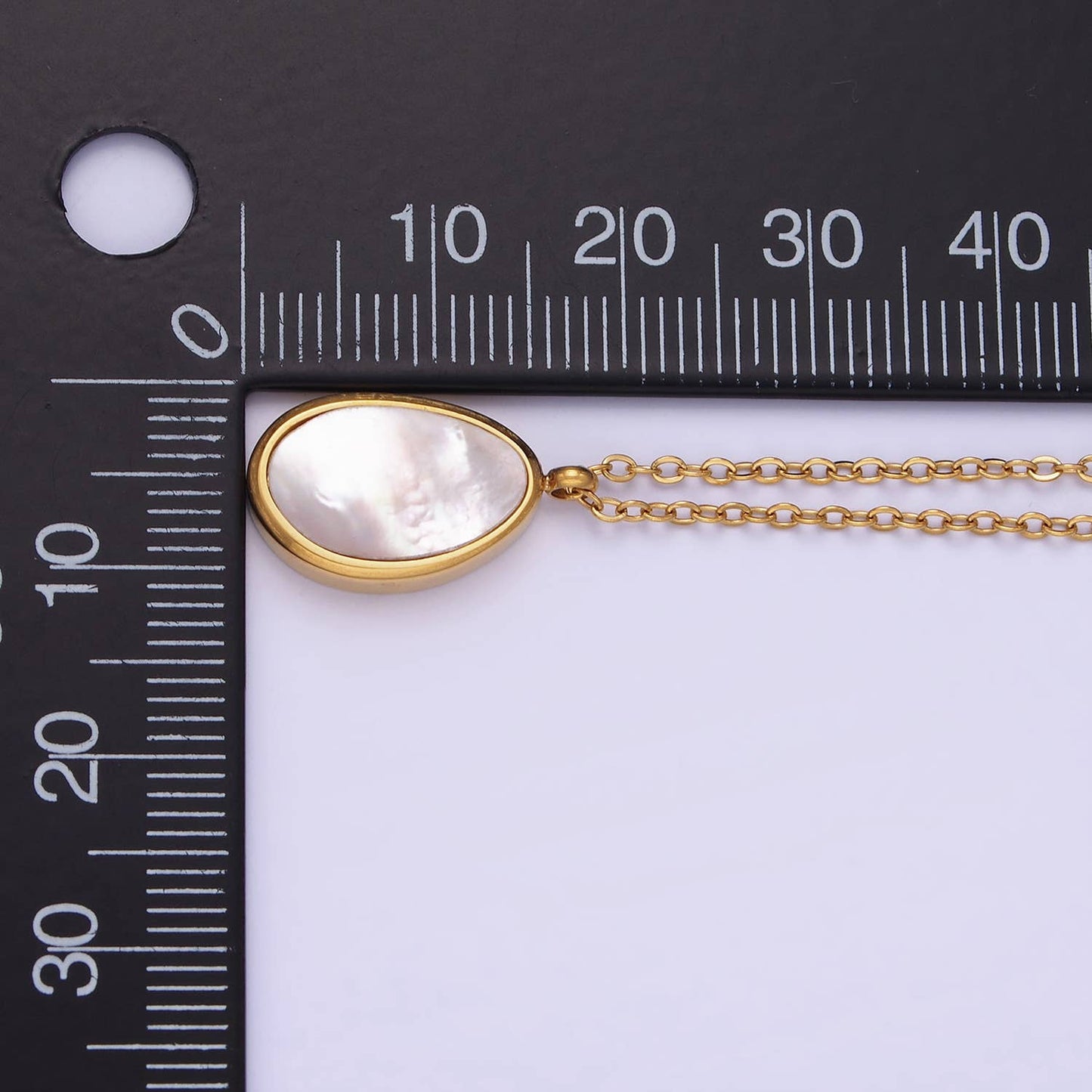 Stainless Steel Pearl Abstract Bezel Pendant Necklace