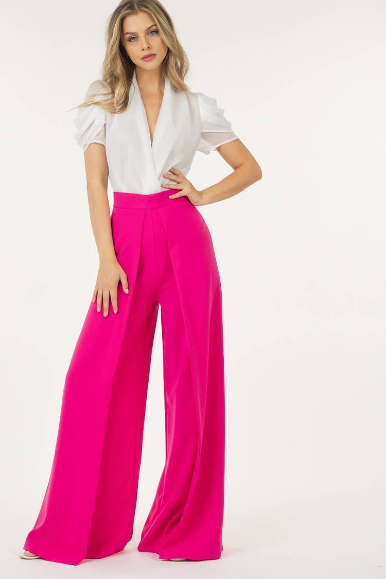 Wide Pleated Palazzo Pants