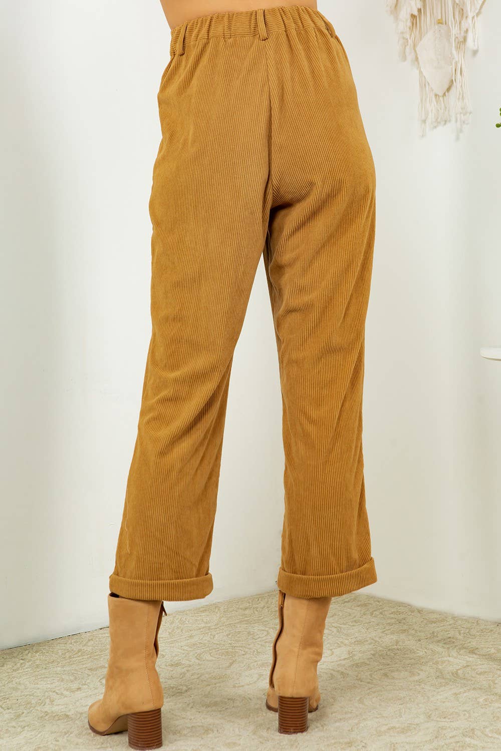 Corduroy Straight Cut Rolled Pants