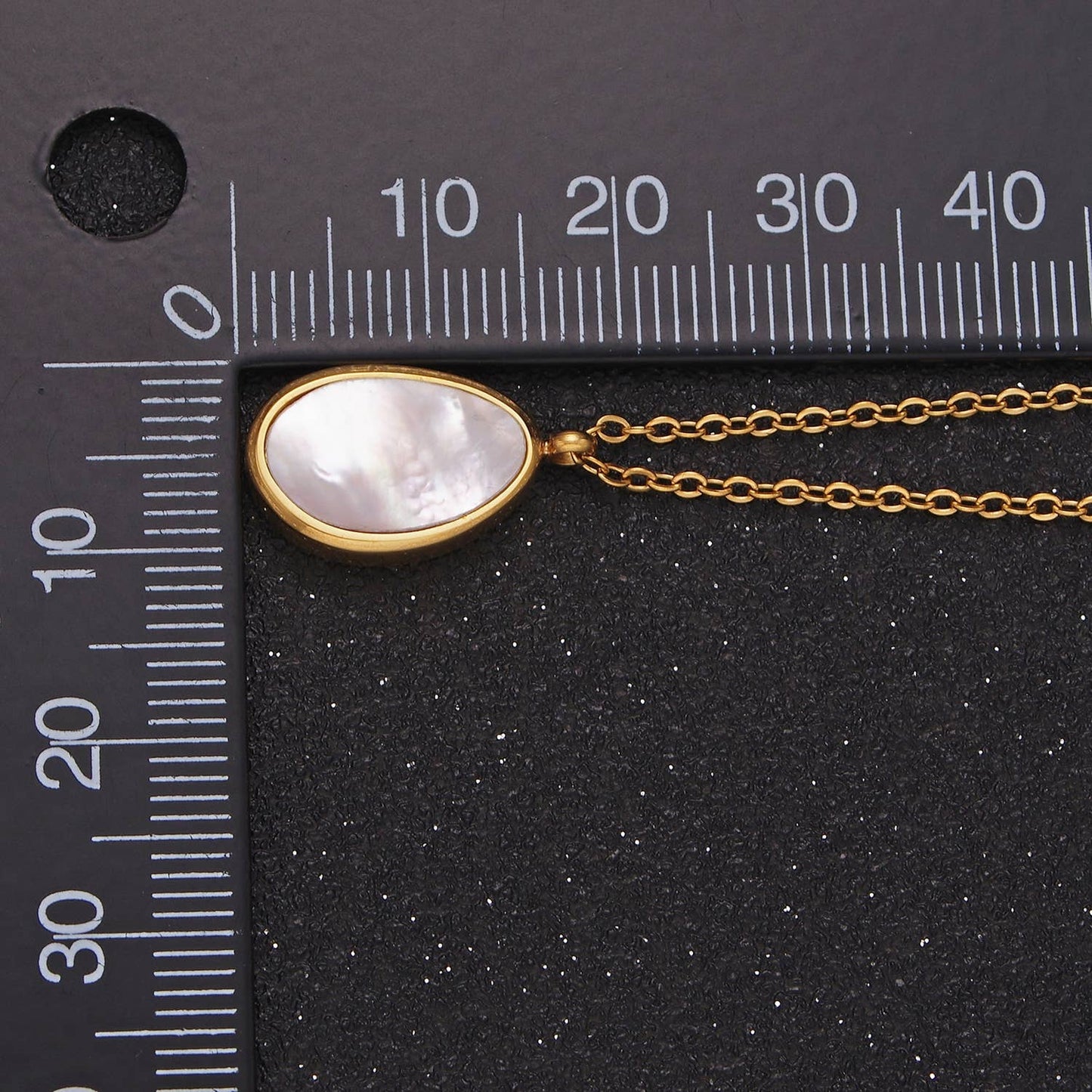 Stainless Steel Pearl Abstract Bezel Pendant Necklace